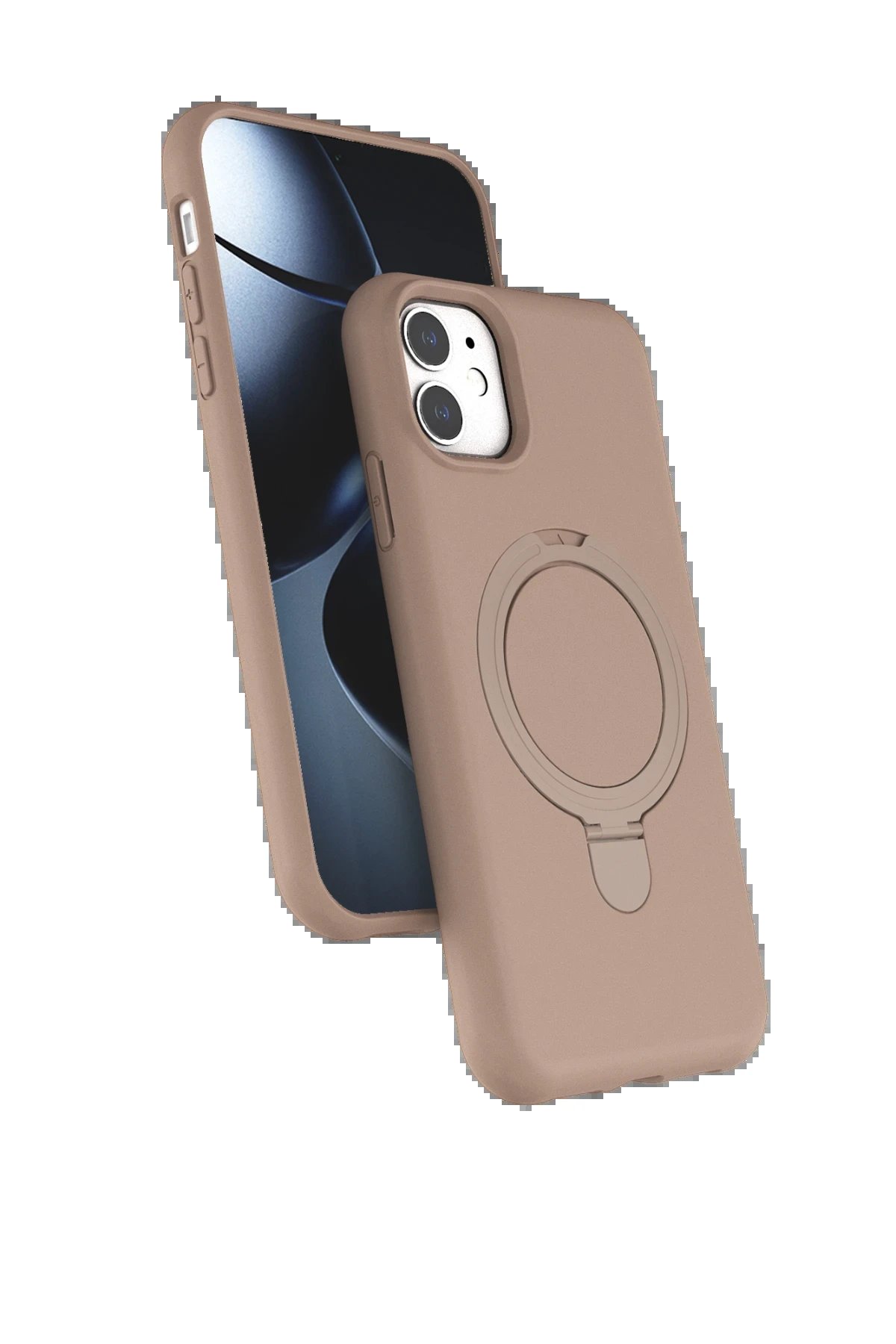 Apple iPhone 11 Regal Magsafe Standlı Kapak - Çöl Titanyum-(5796)