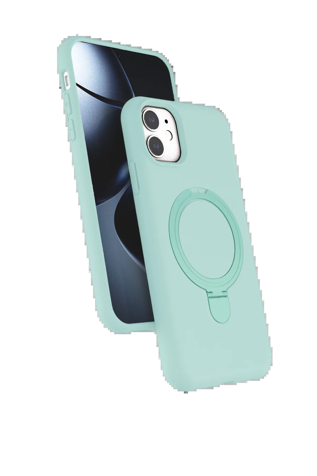 Apple iPhone 11 Regal Magsafe Standlı Kapak - Su Yeşili-(5796)