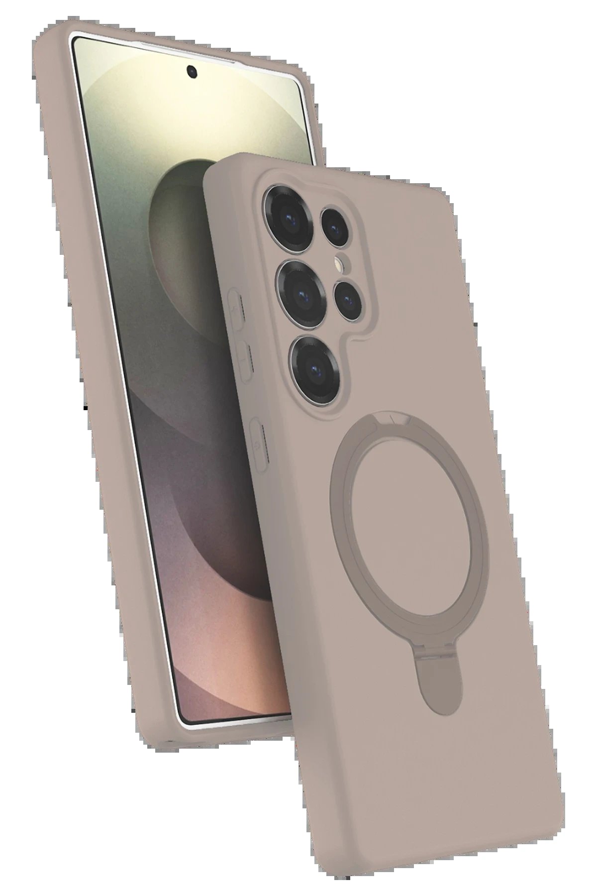 Samsung Galaxy S23 Ultra Regal Magsafe Standlı Kapak - Çöl Titanyum-(5796)