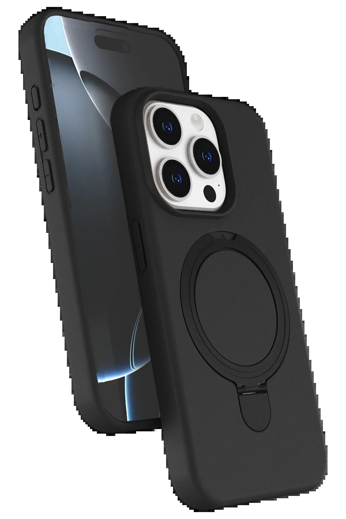 Apple iPhone 15 Pro Max Regal Magsafe Standlı Kapak - Siyah-(5796)