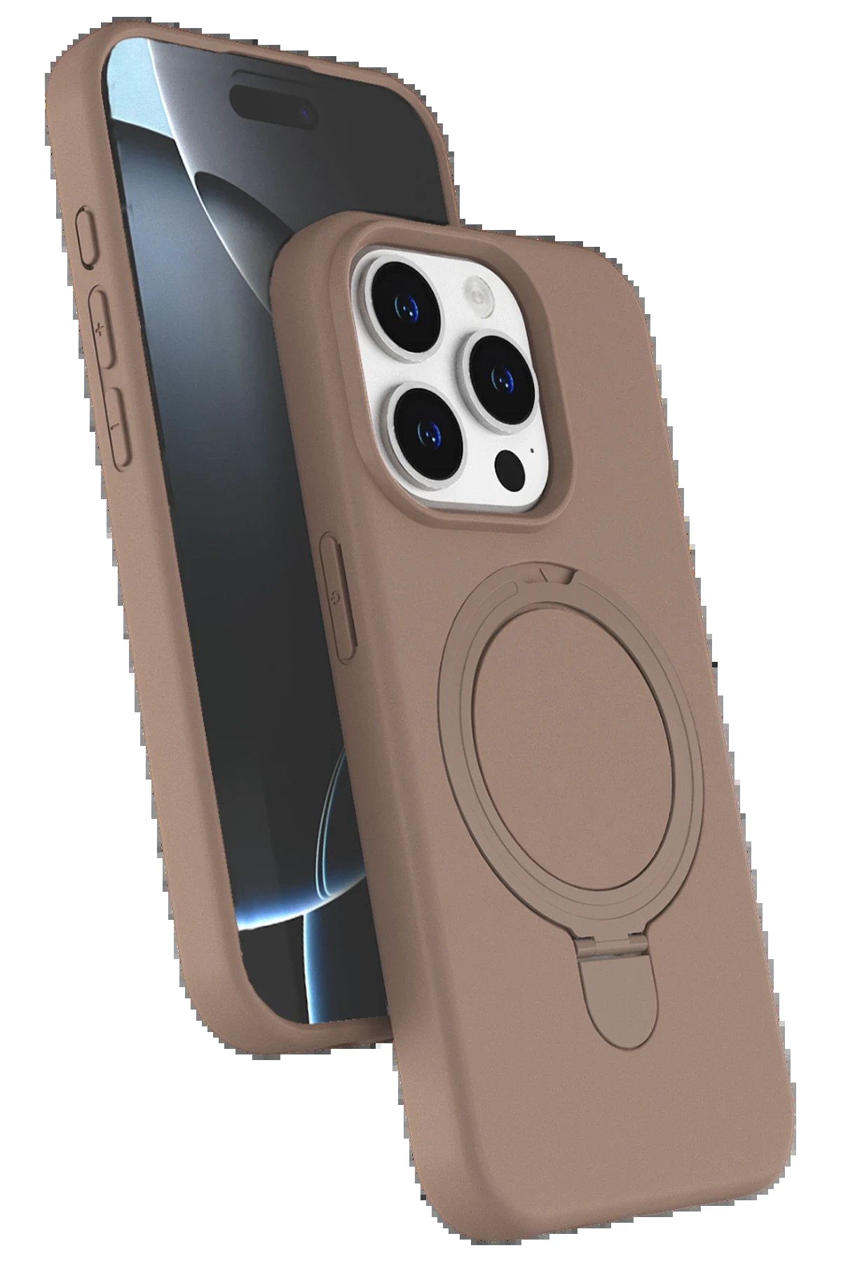 Apple iPhone 14 Pro Max Regal Magsafe Standlı Kapak - Çöl Titanyum-(5796)