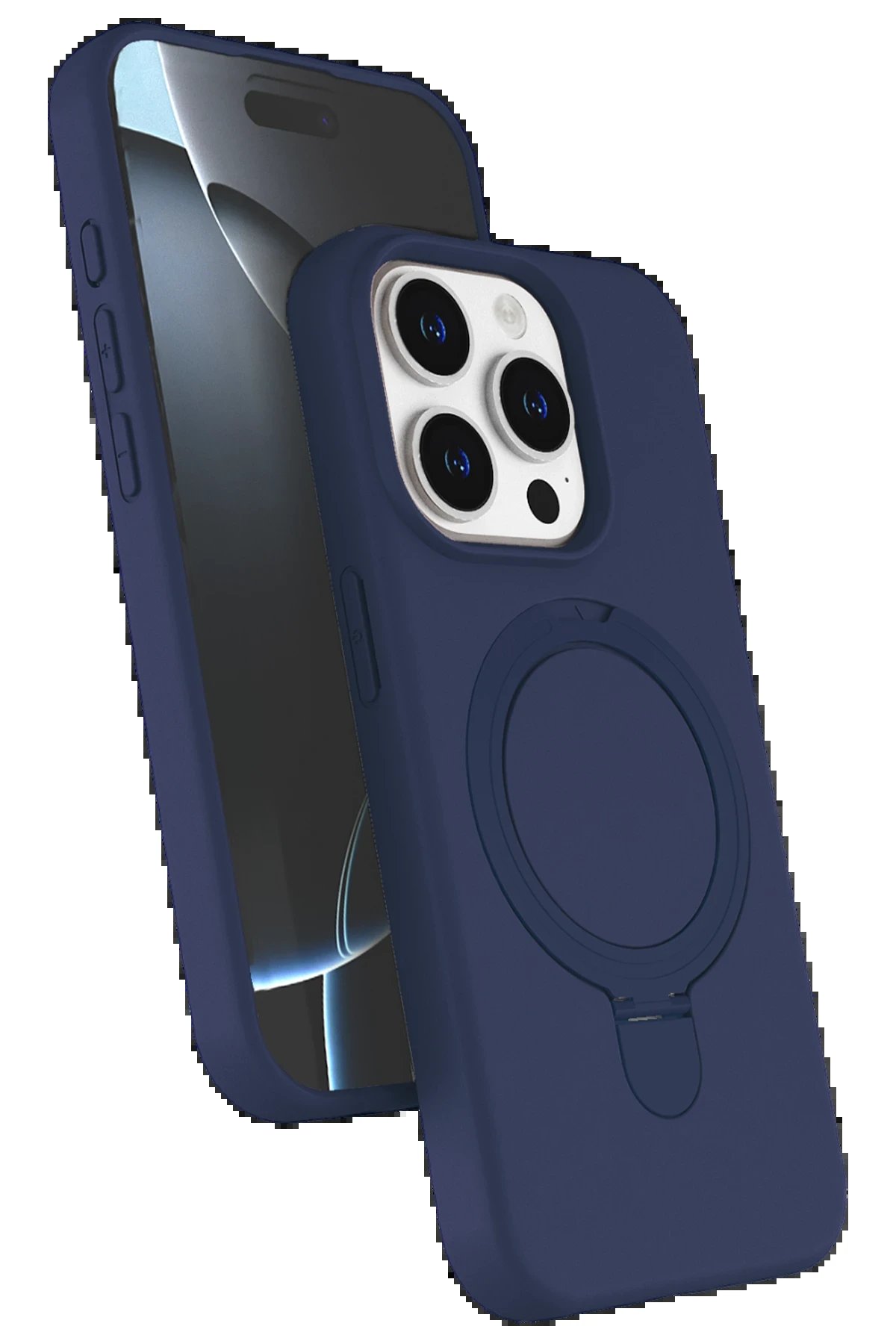 Apple iPhone 14 Pro Max Regal Magsafe Standlı Kapak - Lacivert-(5796)