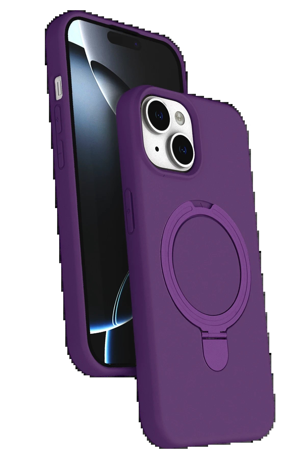 Apple iPhone 14 Regal Magsafe Standlı Kapak - Derin Mor-(5796)