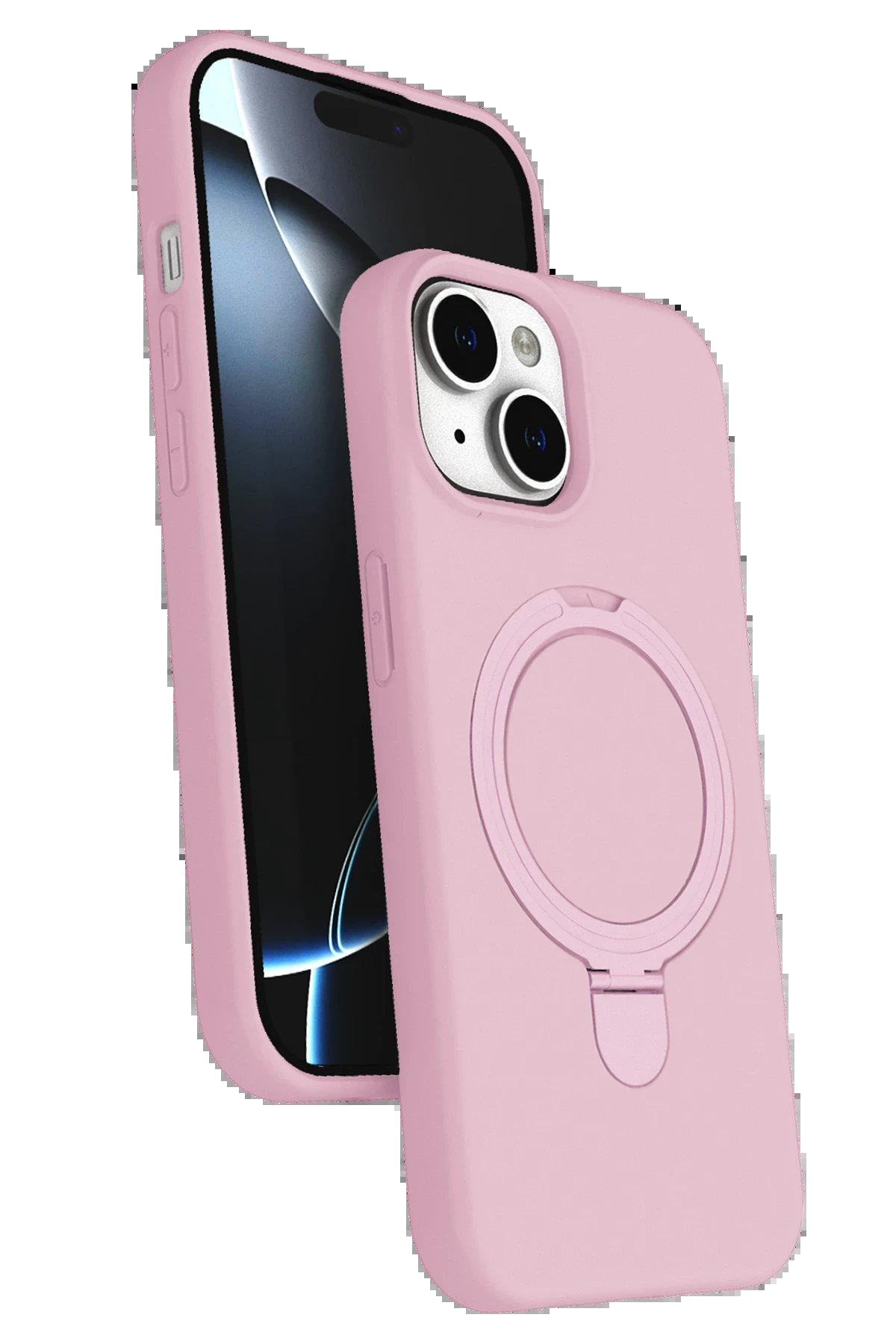 Apple iPhone 14 Regal Magsafe Standlı Kapak - Açık Pembe-(5796)