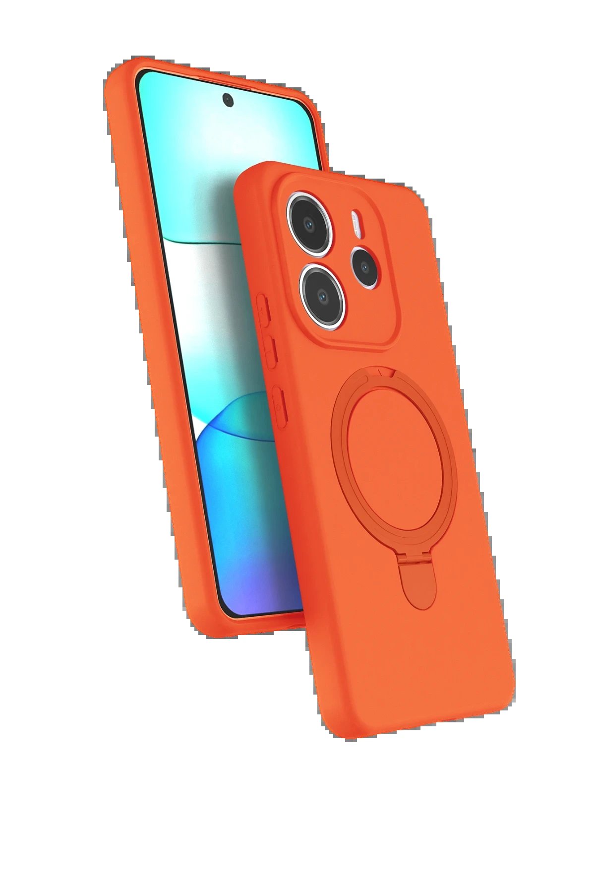 Xiaomi Redmi Note 14 4G Regal Magsafe Standlı Kapak - Turuncu-(5796)