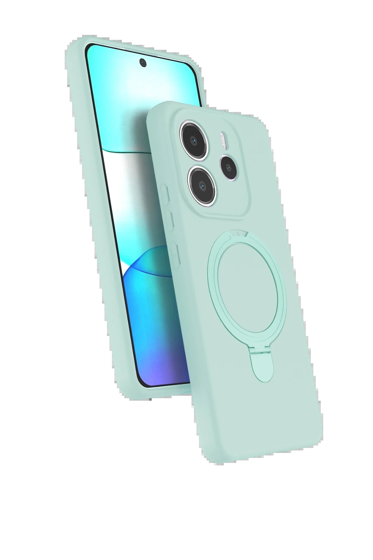 Xiaomi Redmi Note 14 4G Regal Magsafe Standlı Kapak - Su Yeşili-(5796)