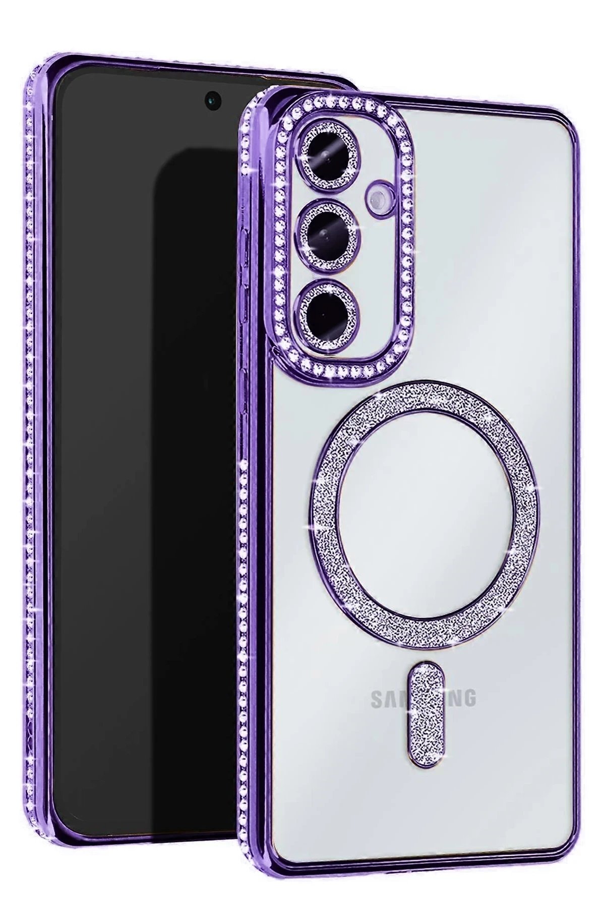 Samsung Galaxy A15 4G Joke Simli Magneticsafe Kılıf - Derin Mor-(5796)