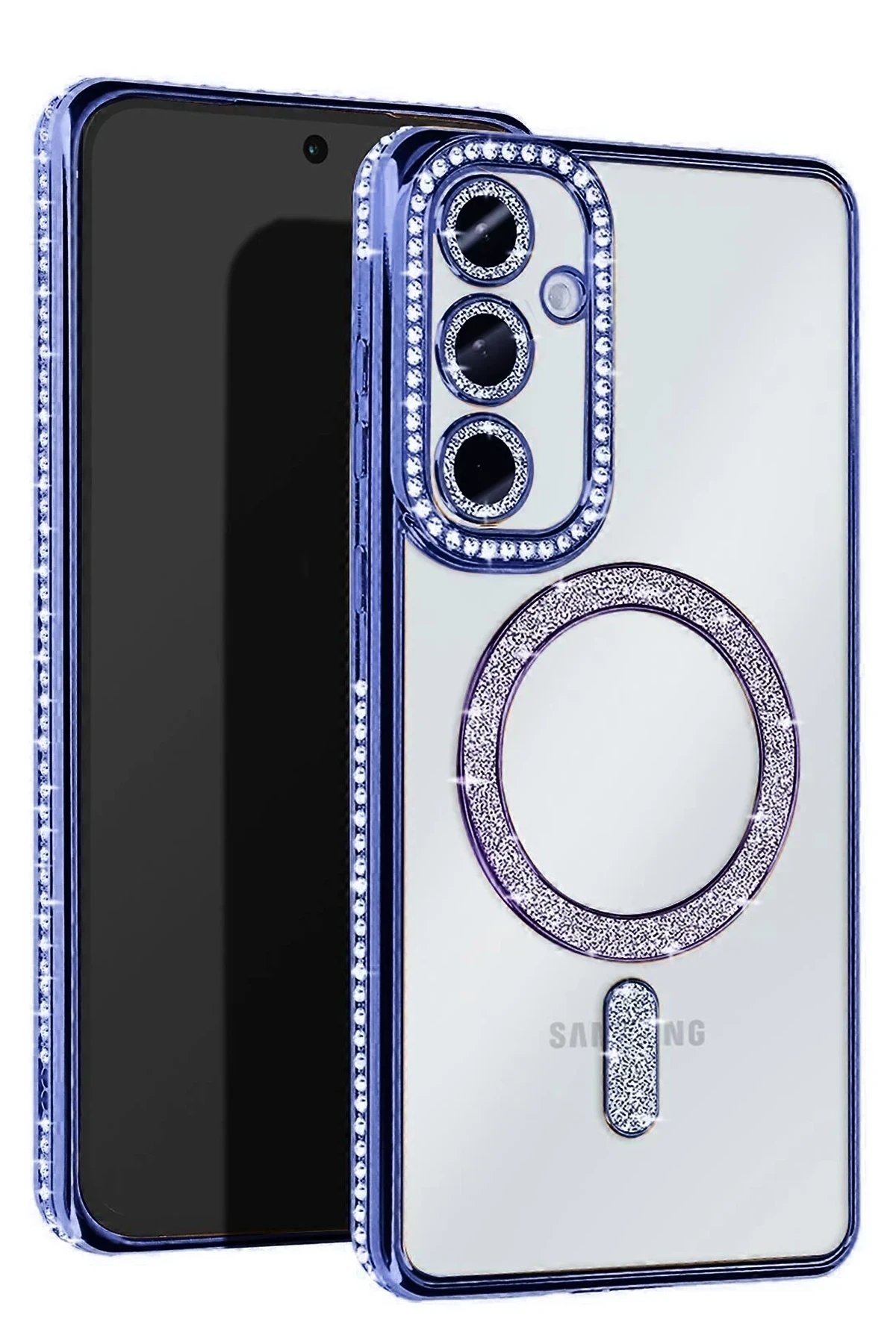 Samsung Galaxy A25 5G Joke Simli Magneticsafe Kılıf - Mavi-(5796)