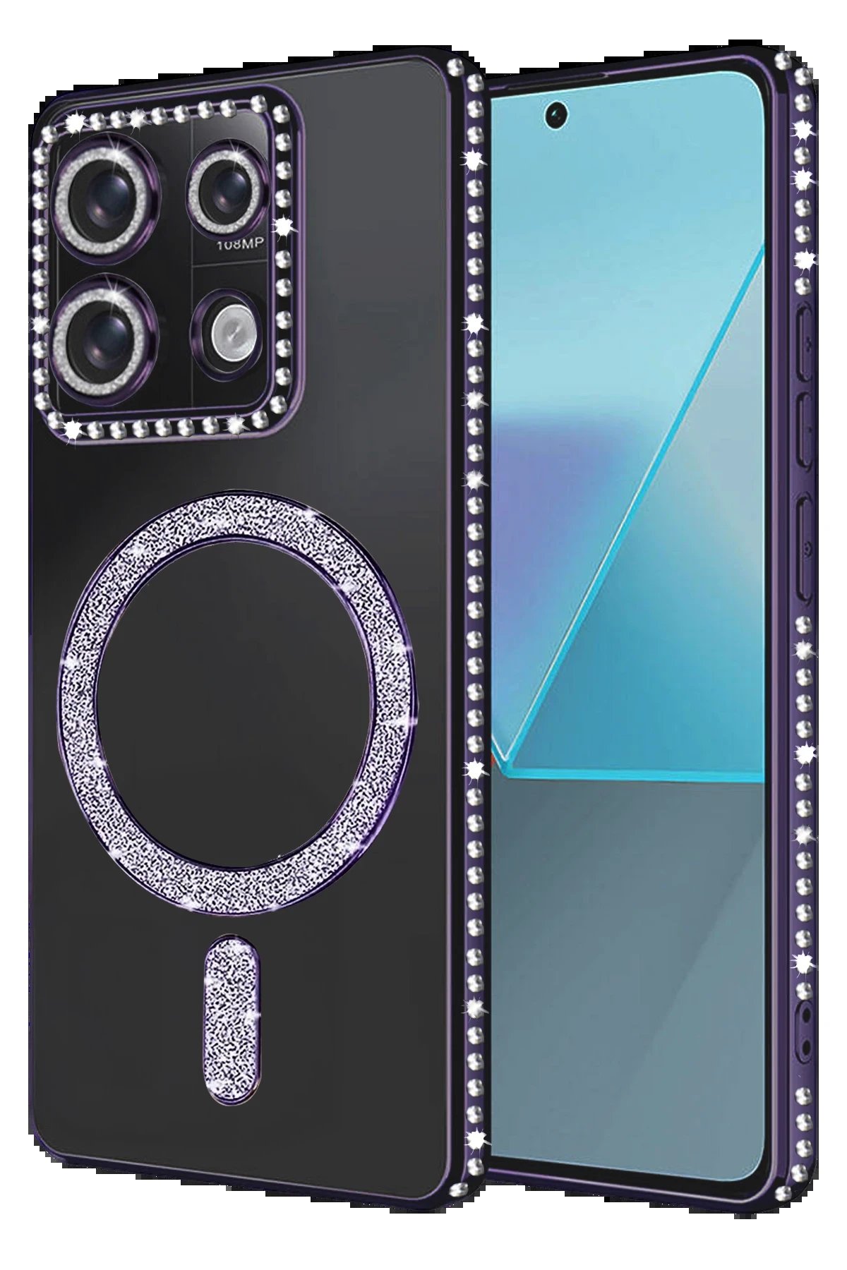 Xiaomi Redmi Note 13 Pro 4G Joke Simli Magneticsafe Kılıf - Derin Mor-(5796)