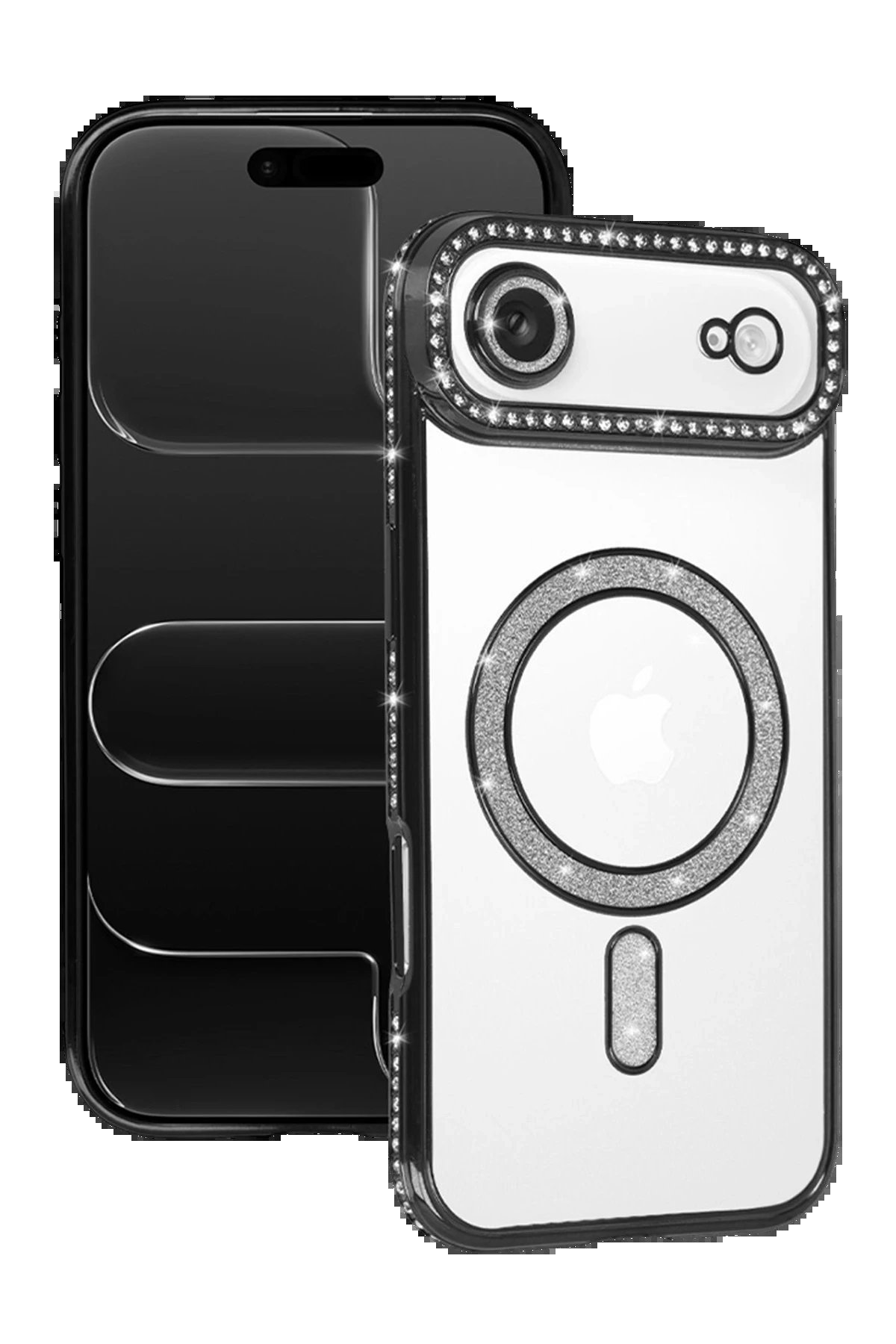 Apple iPhone 17 Air Joke Simli Magneticsafe Kılıf - Siyah-(5796)