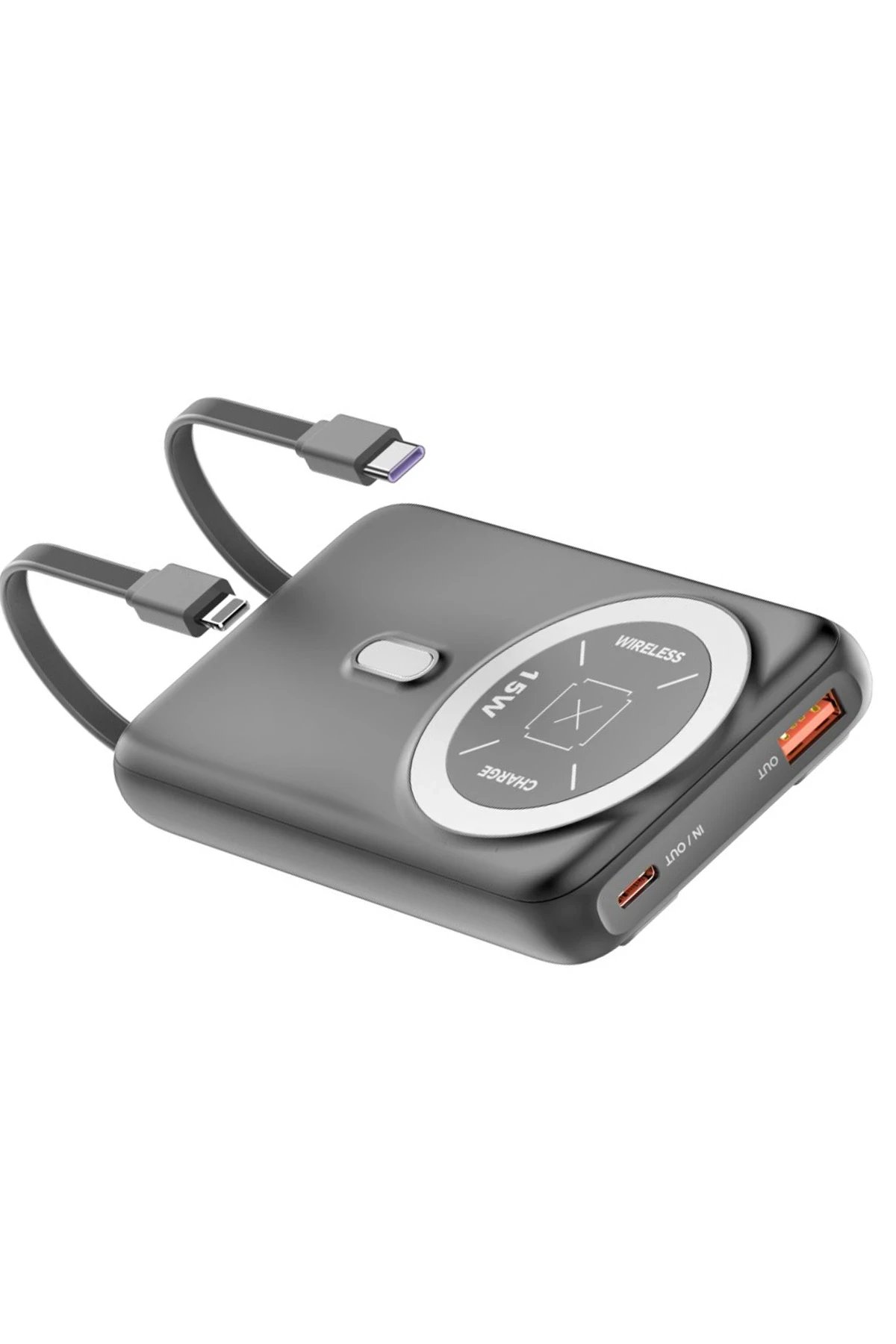 J39 10.000 mAh 20W PD Dahili Kablolu Magsafe Powerbank - Siyah-(5796)