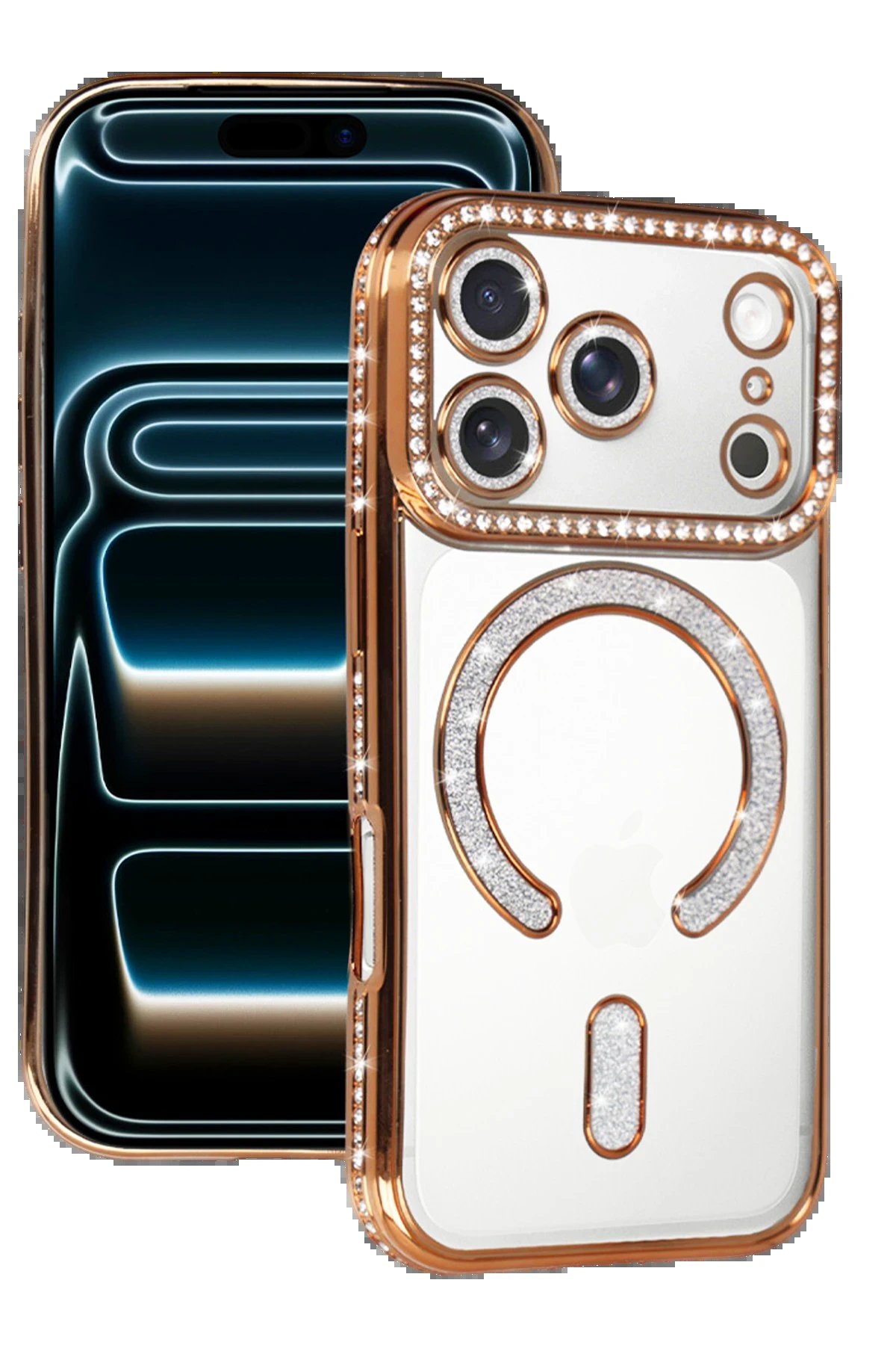 Apple iPhone 17 Pro Joke Simli Magneticsafe Kılıf - Turuncu-(5796)