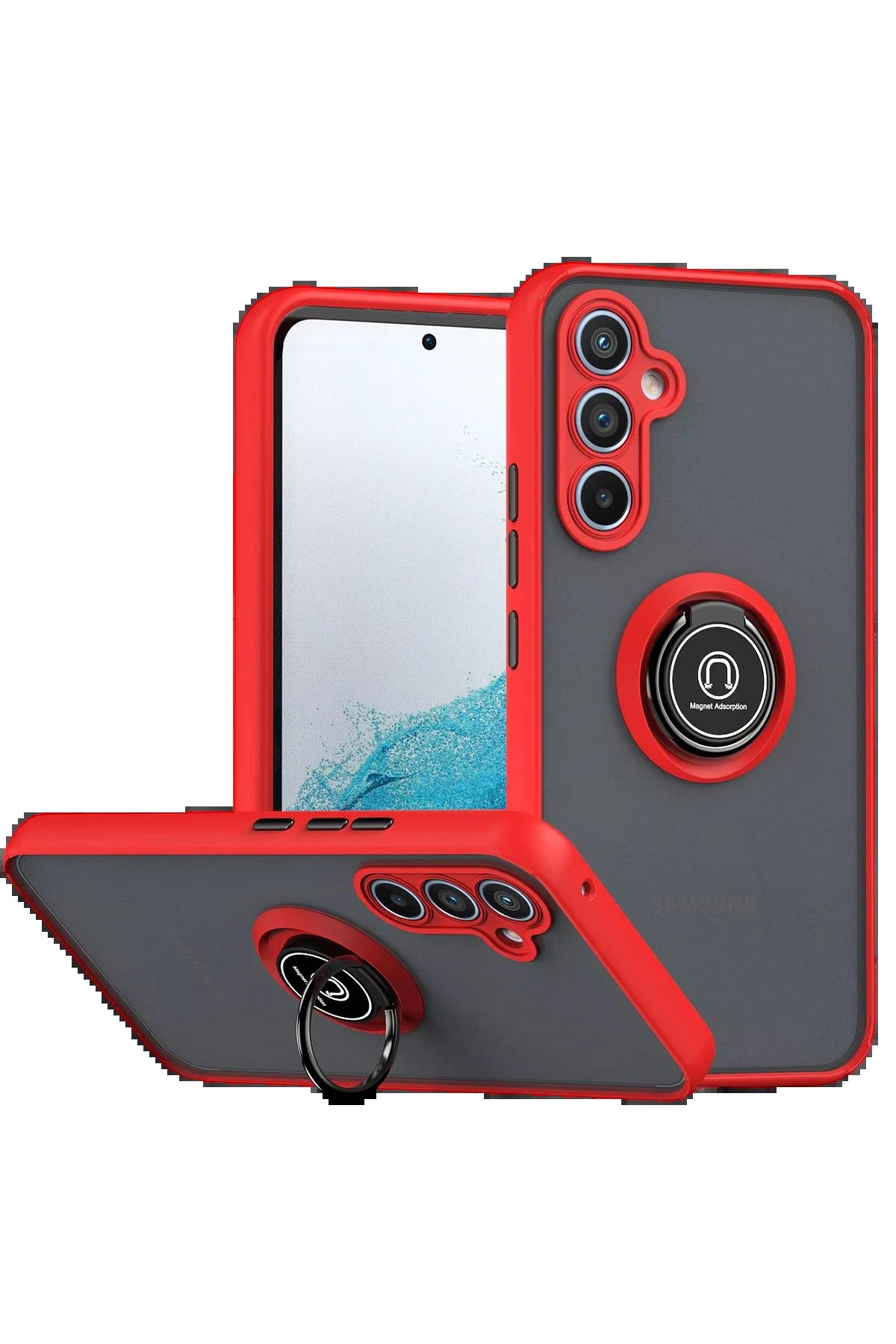 Samsung Galaxy S25 FE Montreal Yüzüklü Silikon Kapak - Kırmızı-(5796)