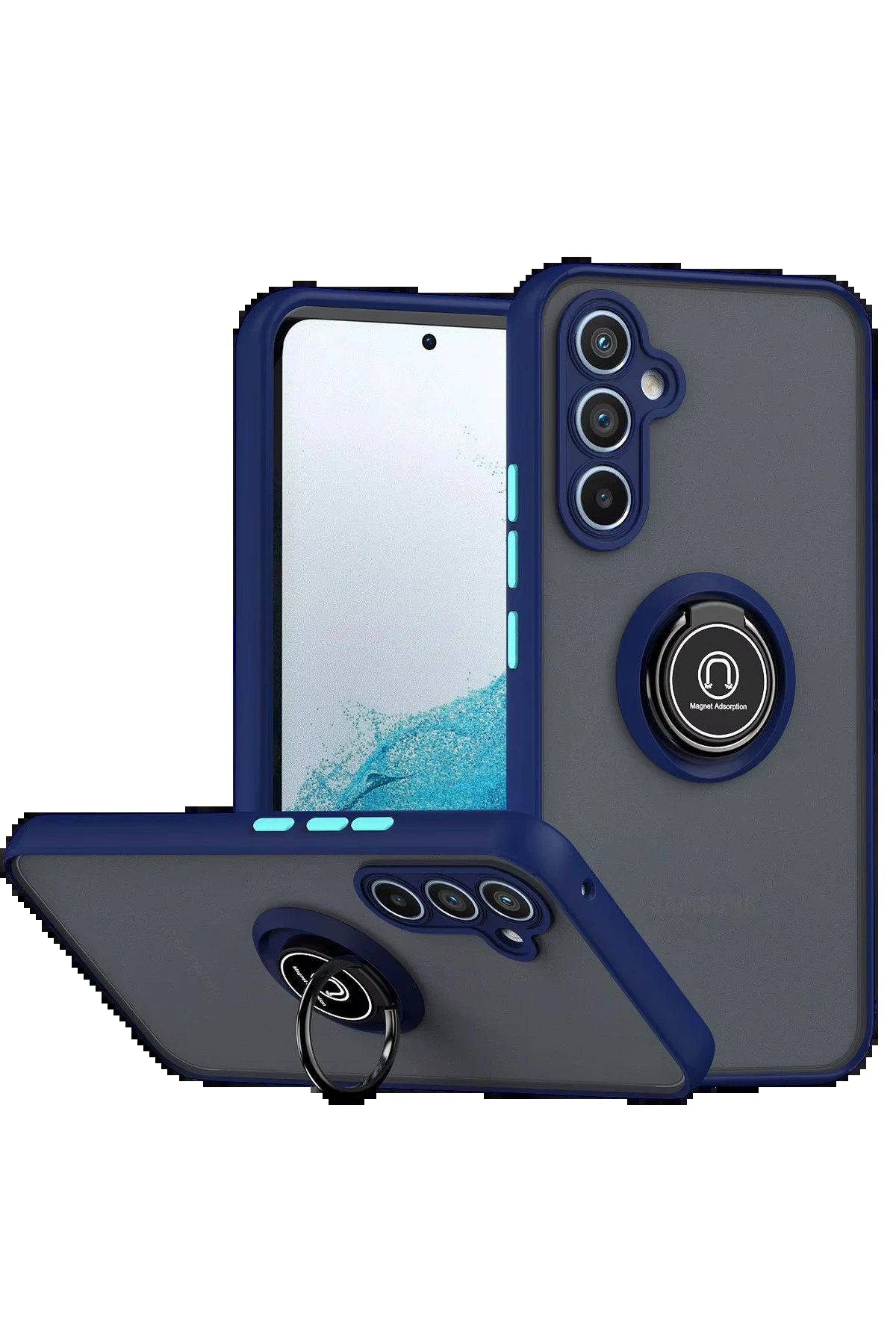 Samsung Galaxy S25 FE Montreal Yüzüklü Silikon Kapak - Lacivert-(5796)