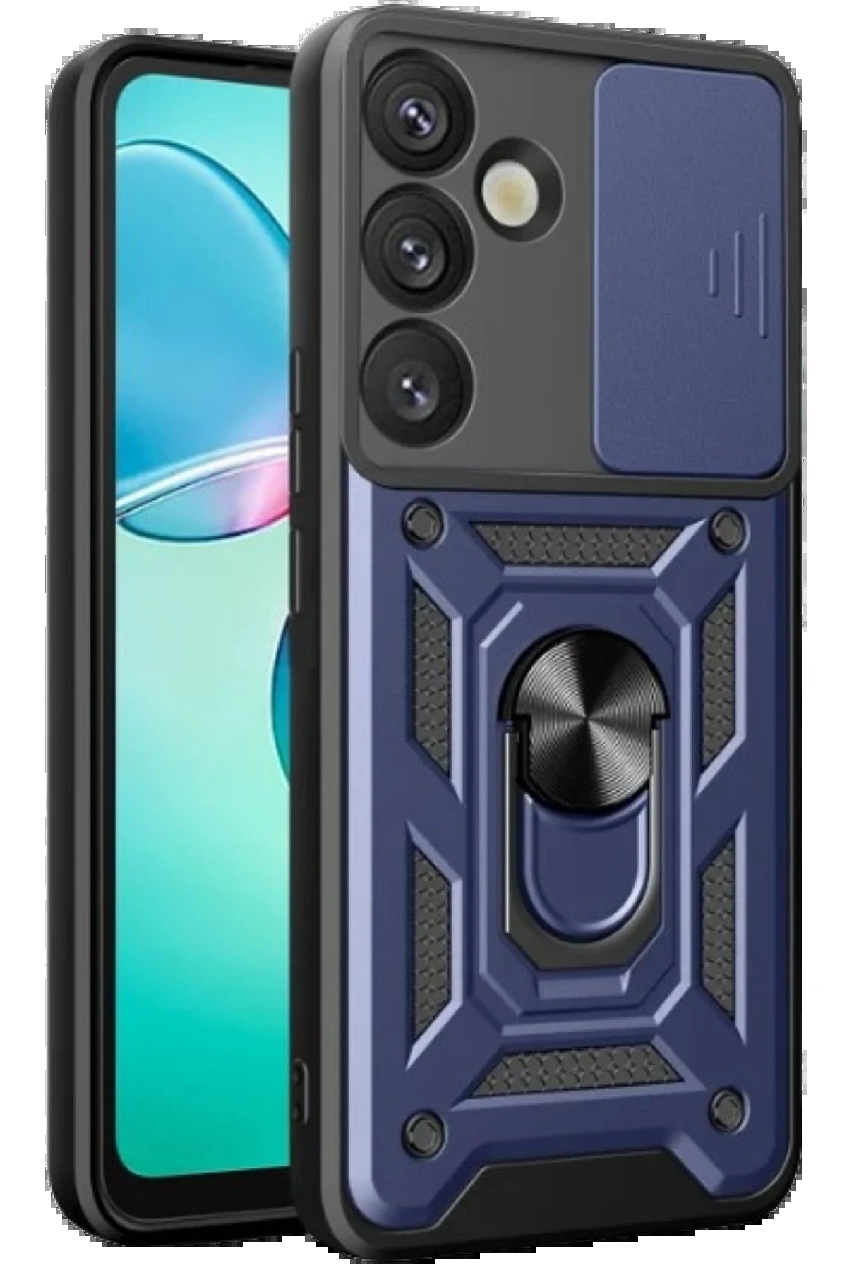 Samsung Galaxy S25 FE Pars Lens Yüzüklü Silikon - Lacivert-(5796)