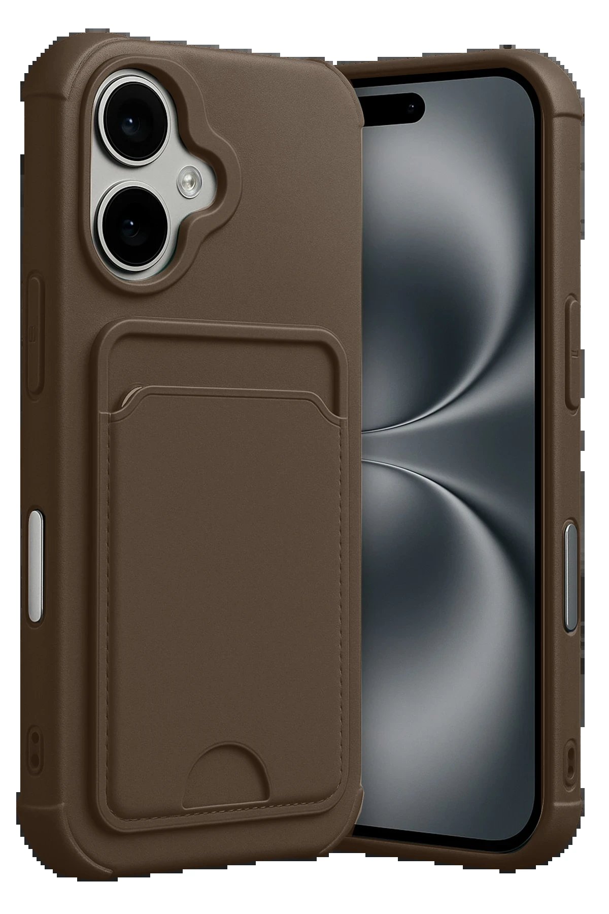 Apple iPhone 17 Kelvin Kartvizitli Silikon - Kahverengi-(5796)