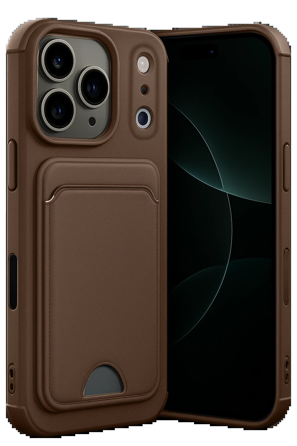 Apple iPhone 17 Pro Kelvin Kartvizitli Silikon - Kahverengi-(5796)