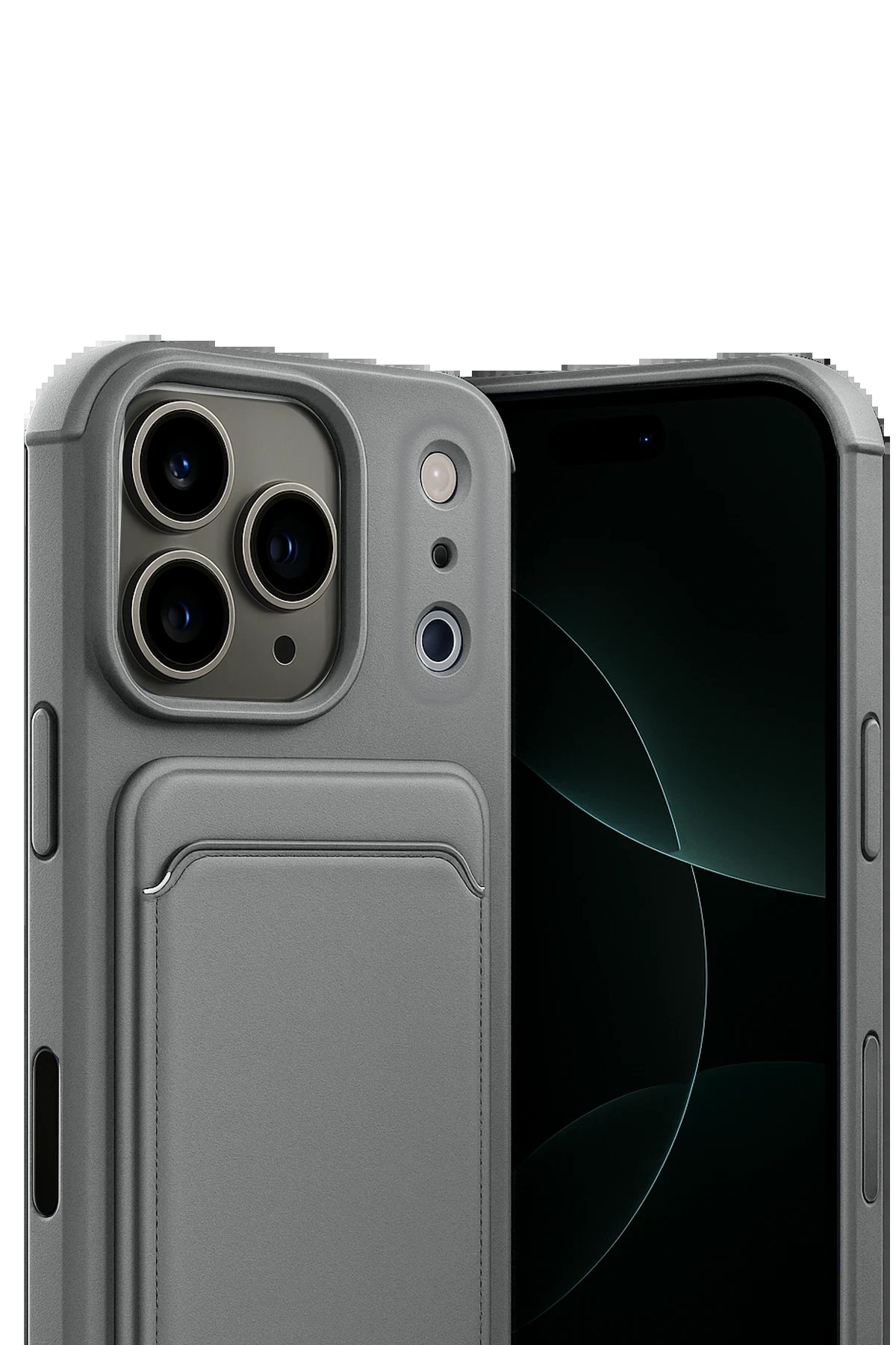 Apple iPhone 17 Pro Max Kelvin Kartvizitli Silikon - Gri-(5796) - Görsel 2