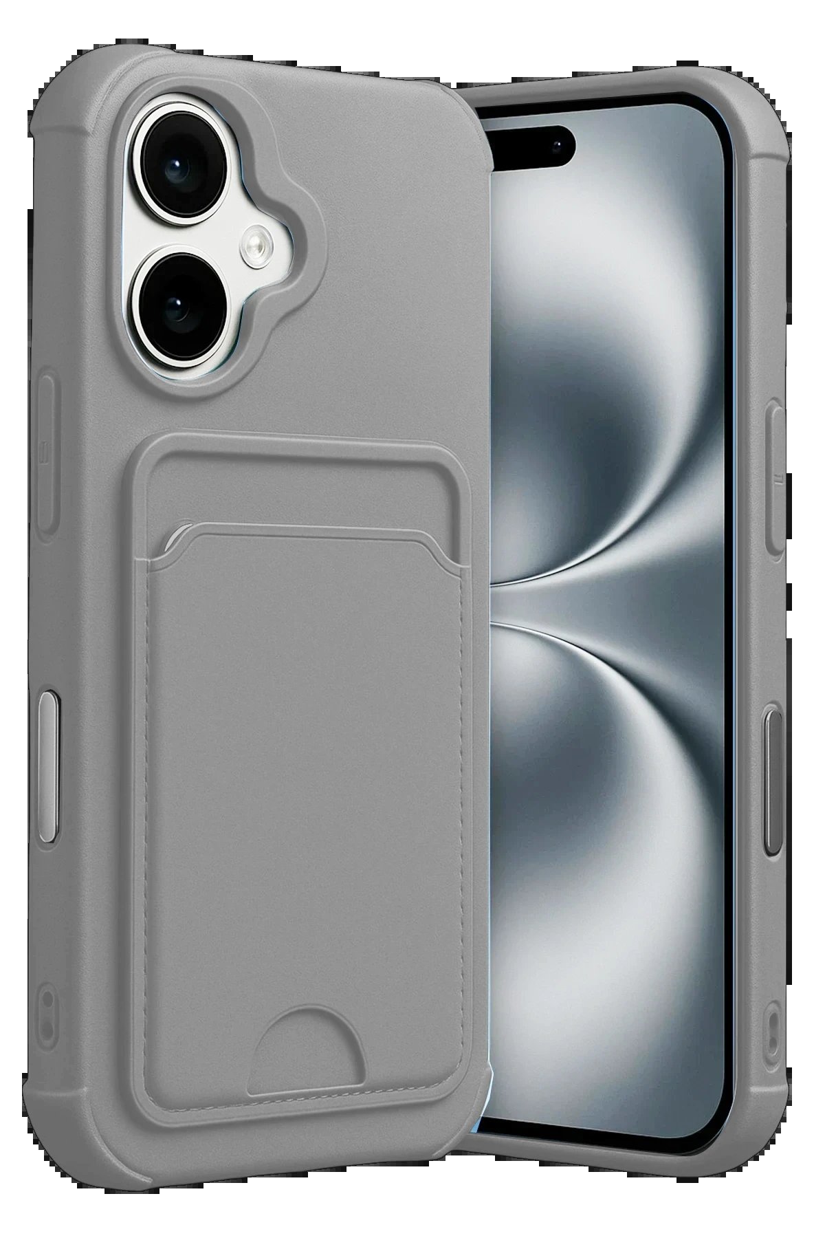 Apple iPhone 17 Kelvin Kartvizitli Silikon - Gri-(5796)