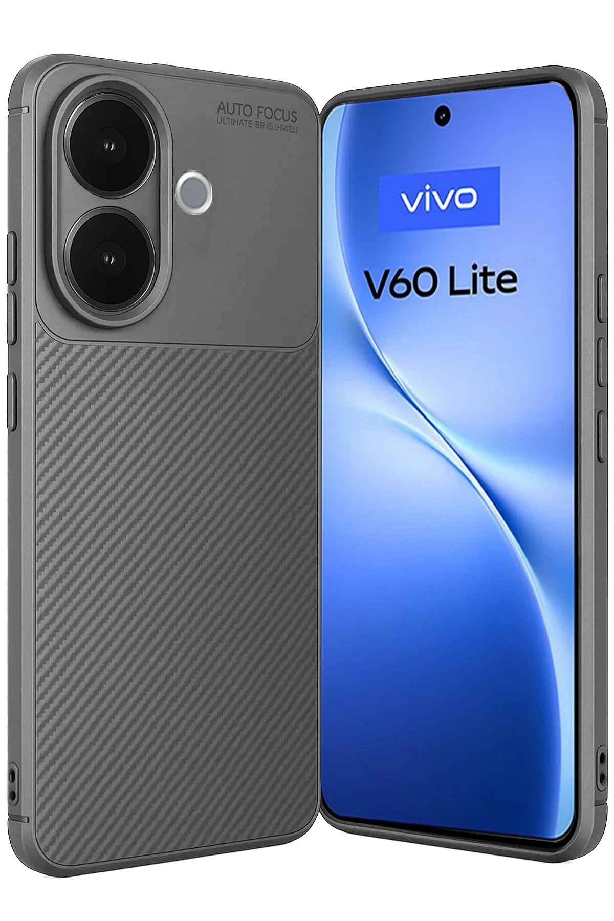 Vivo V60 Lite Auto Focus Karbon Kapak - Gri-(5796)