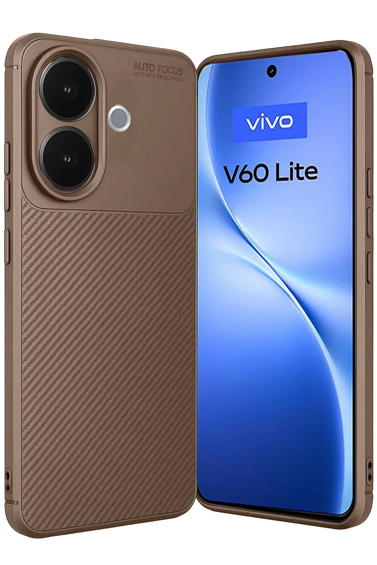 Vivo V60 Lite Auto Focus Karbon Kapak - Kahverengi-(5796)