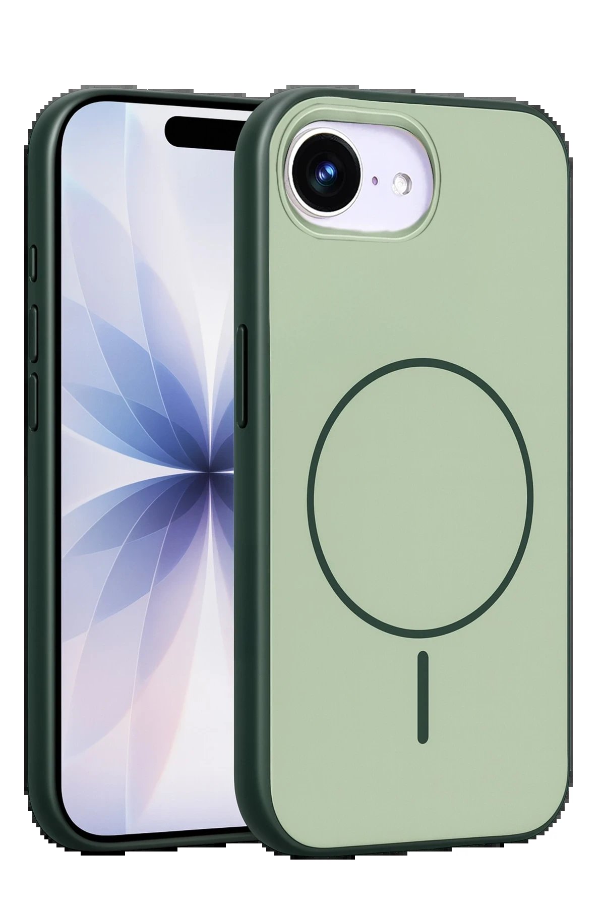 Apple iPhone 16E Neva Magsafe Kapak - Koyu Yeşil-(5796)