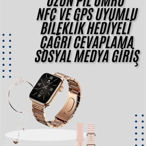 Akıllı Saat 3 Kordonlu Ve Aksesuarlı Bayanlar Için Şık Rose renk