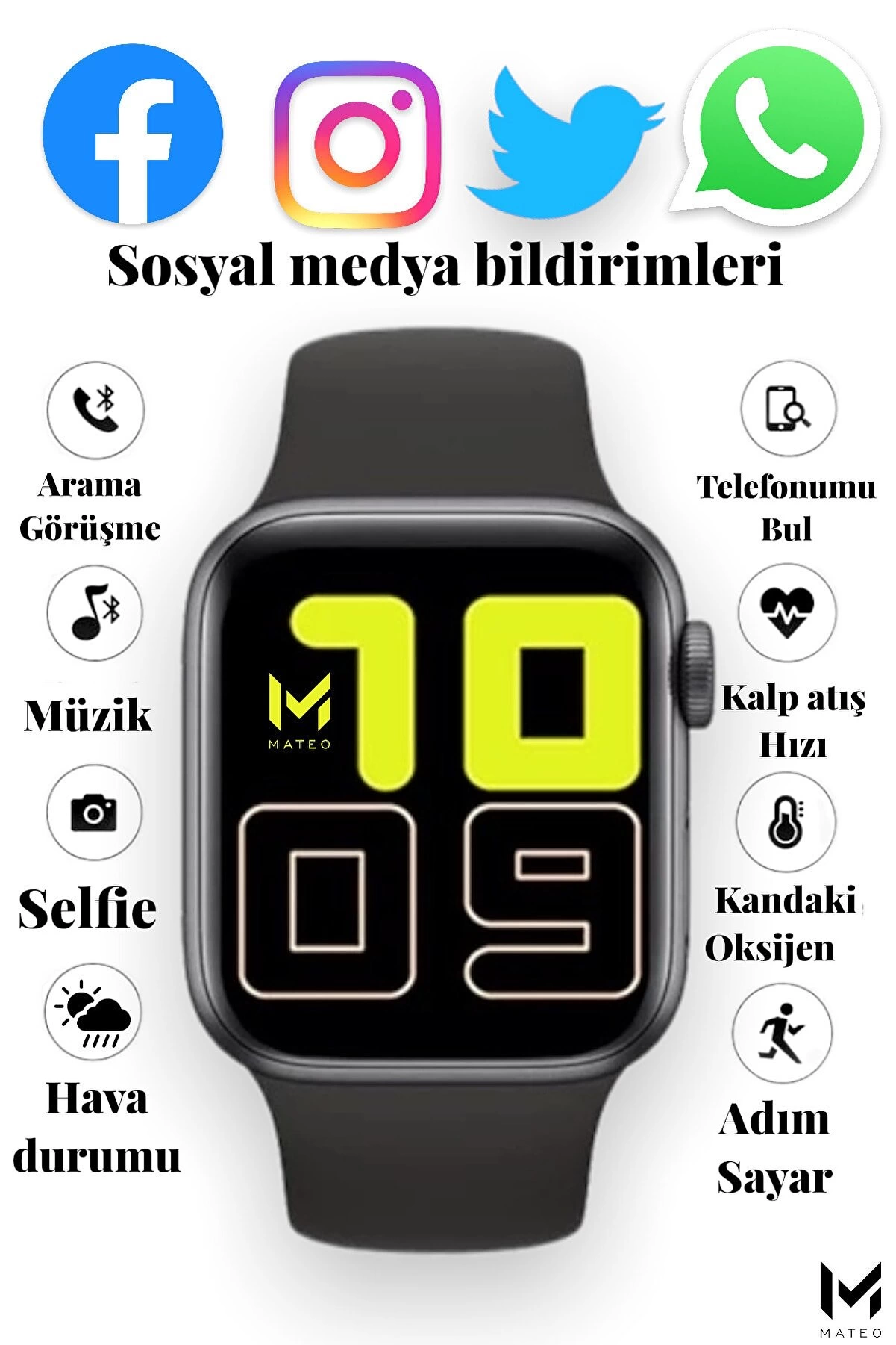 Akıllı Saat L800 Dokunmatik Ekran Bluetooth Ve Yan Ekran Tuşlu Çok Özellikli (siyah) - Görsel 3