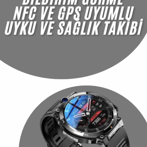 Akıllı Saat Titanyum Kasa Yuvarlak Ekran Alarm Uyku ve Sağlık Takibi Titreşimli