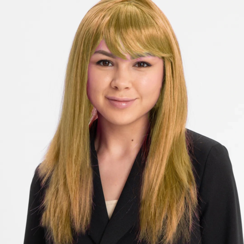 Altın Renk Düz Kesim İçi Astarlı Uzun Parti Peruğu