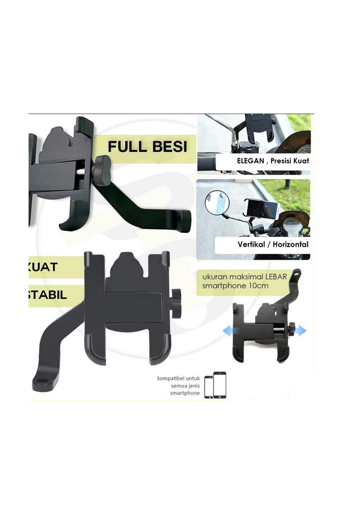 Alüminyum Gövdeli Metal Ayna Bağlantılı Motosiklet Telefon Tutucu 7 İnç Xl - Görsel 3