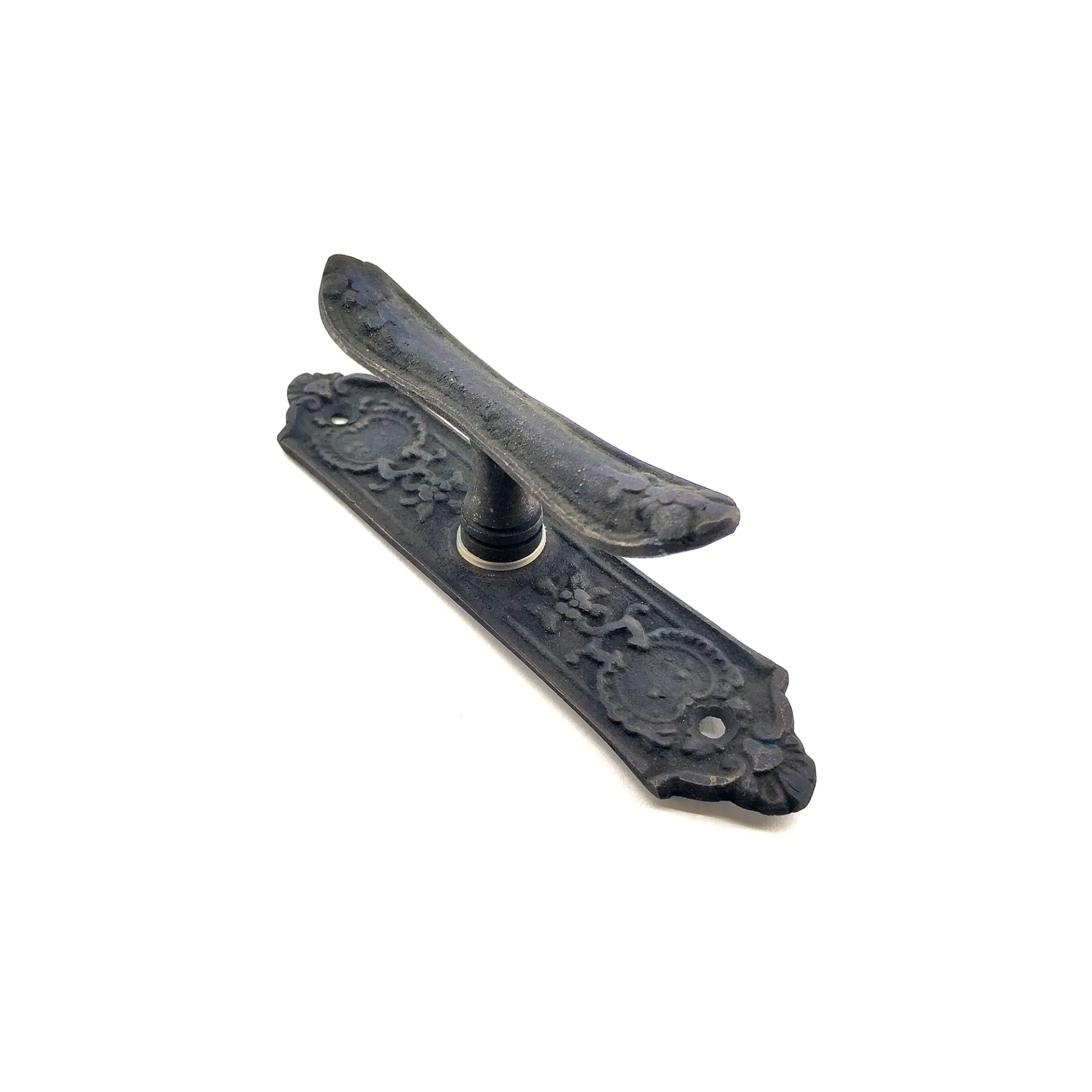 Antika Tarz Dekoratif Pirinç Çiçekli Pencere Kolu - 165x38 Mm