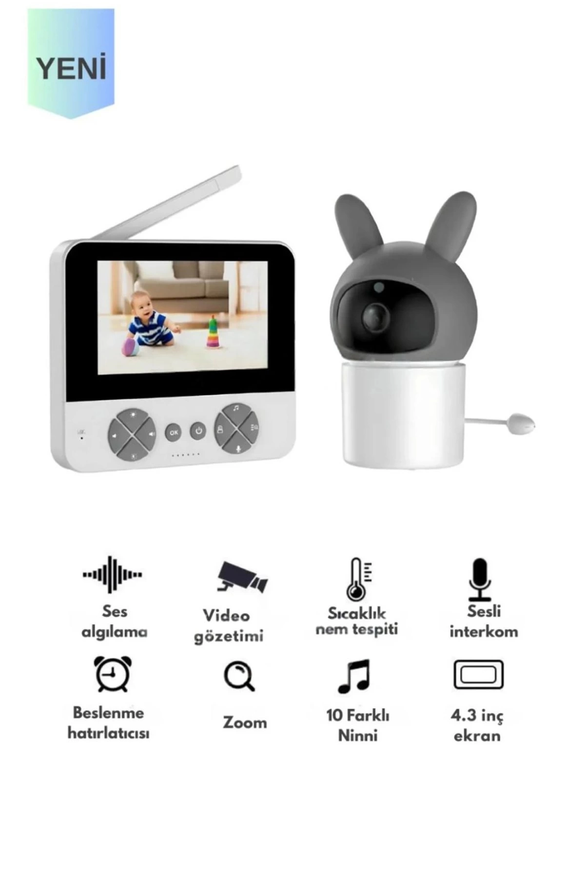 Bebek Kamerası Kumandalı Monitörlü Karşılıklı Konuşma Özellikli