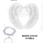 Beyaz Dantel Tüllü Peri Kanadı ve Peri Tacı Seti 45x40 cm