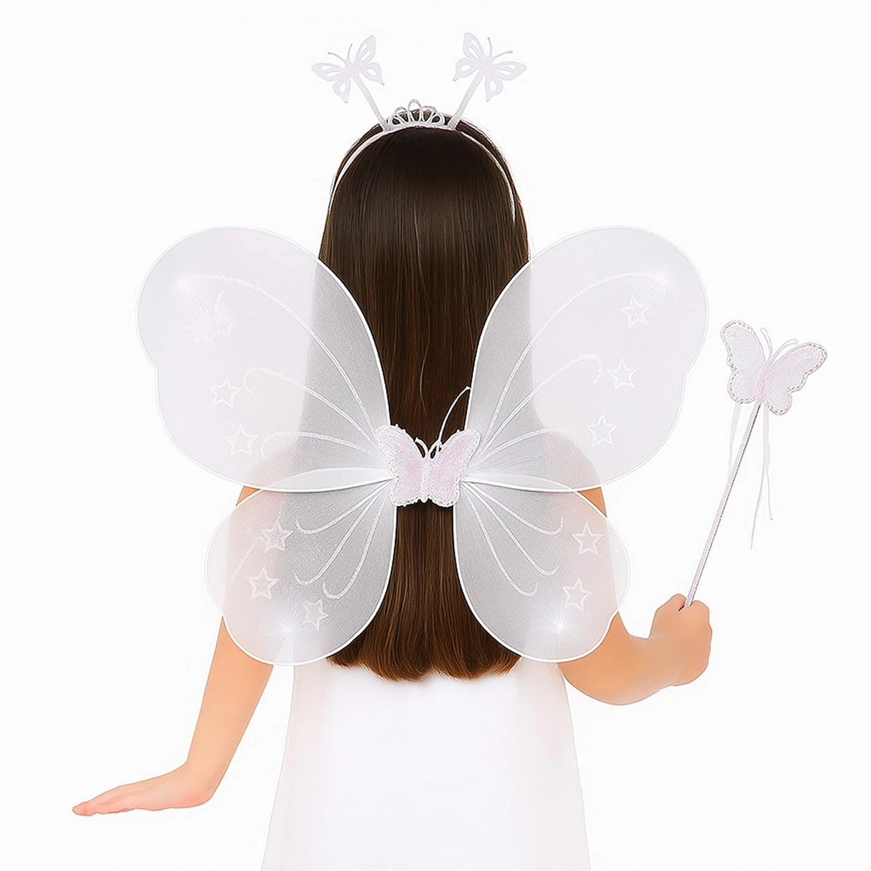 Beyaz Kelebek Kız Seti – 50 Cm Kelebek Kanadı