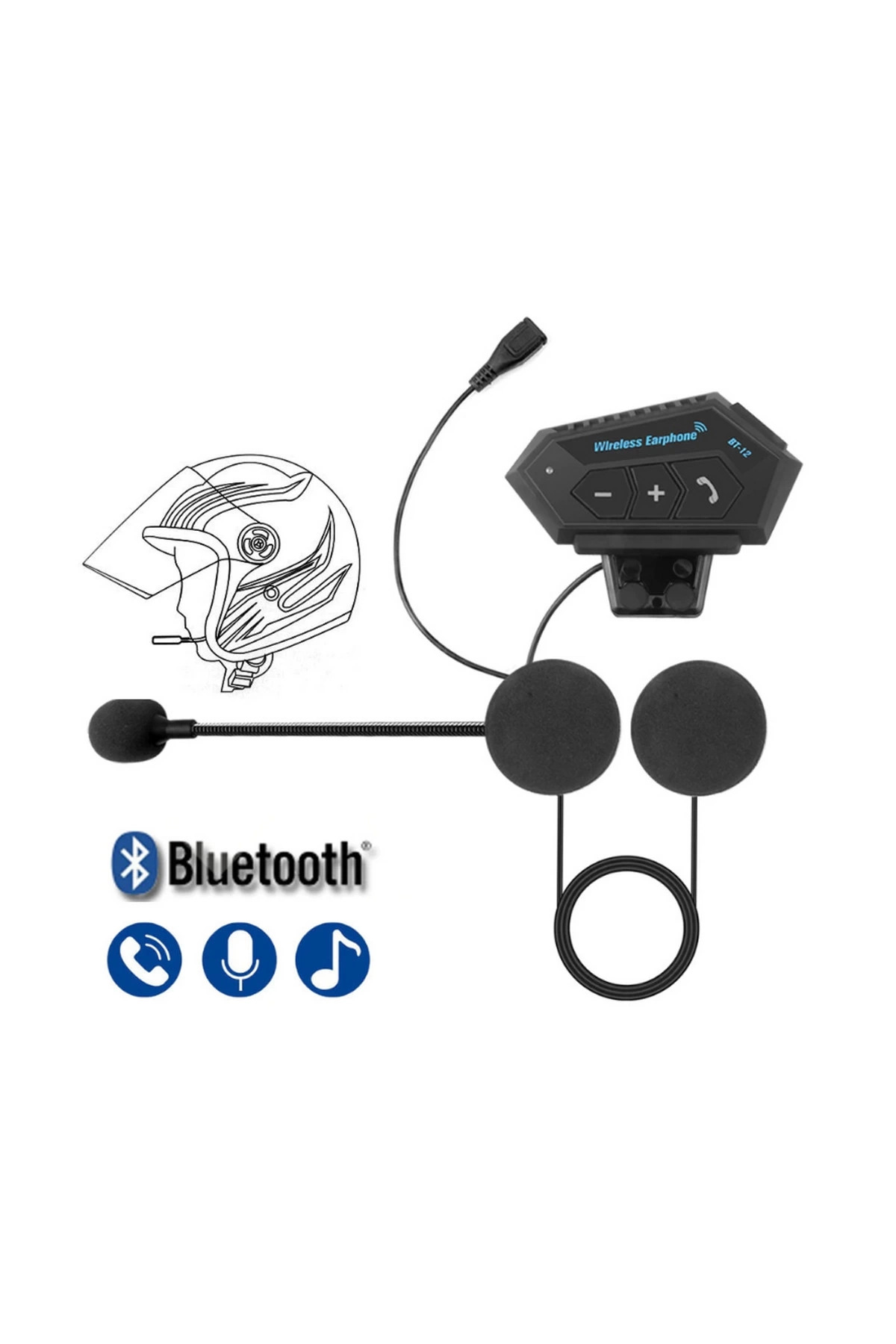 Bt12 Kask Kulaklık Bluetooth Motosiklet Kulaklık Interkom Motorsiklet Kulaklık
