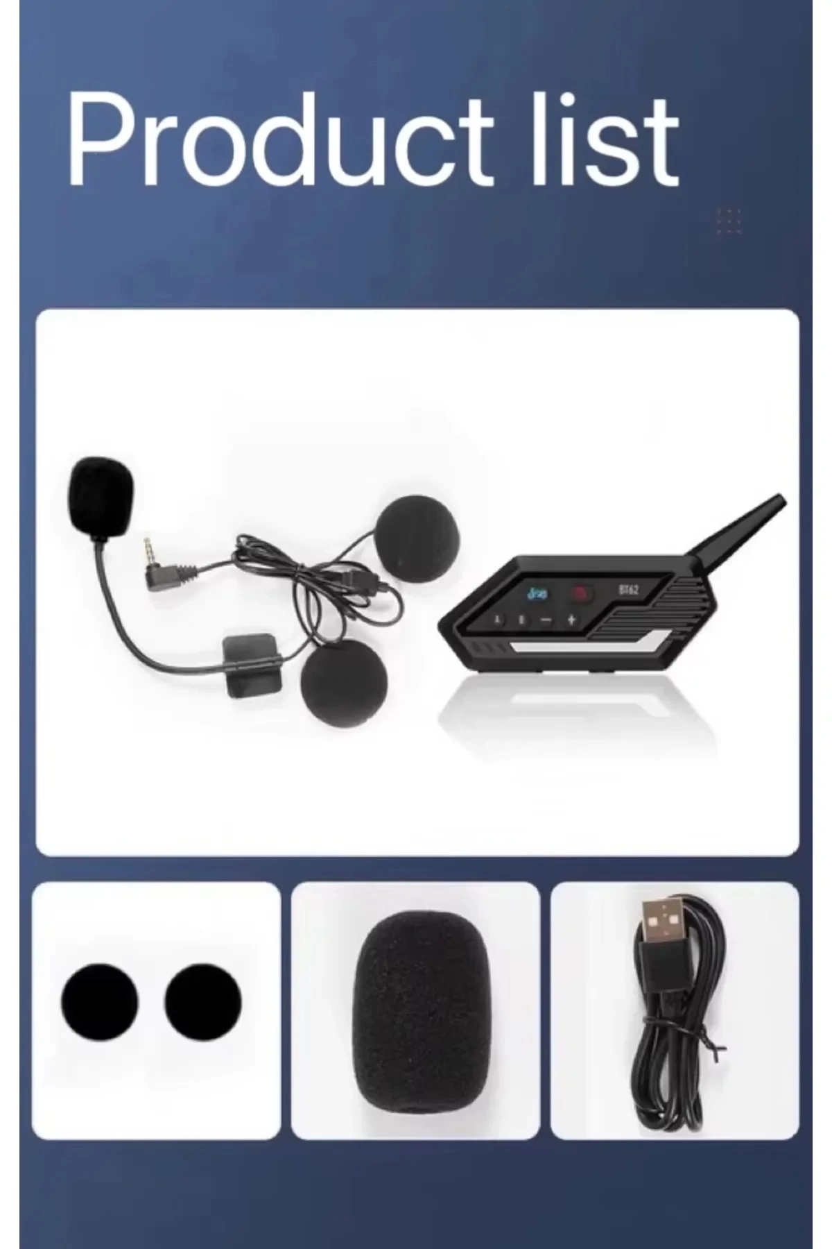 Bt62 Motosiklet Kask Kulaklığı Bluetooth Intercom 2 Intercom Bağlantılı - Görsel 3