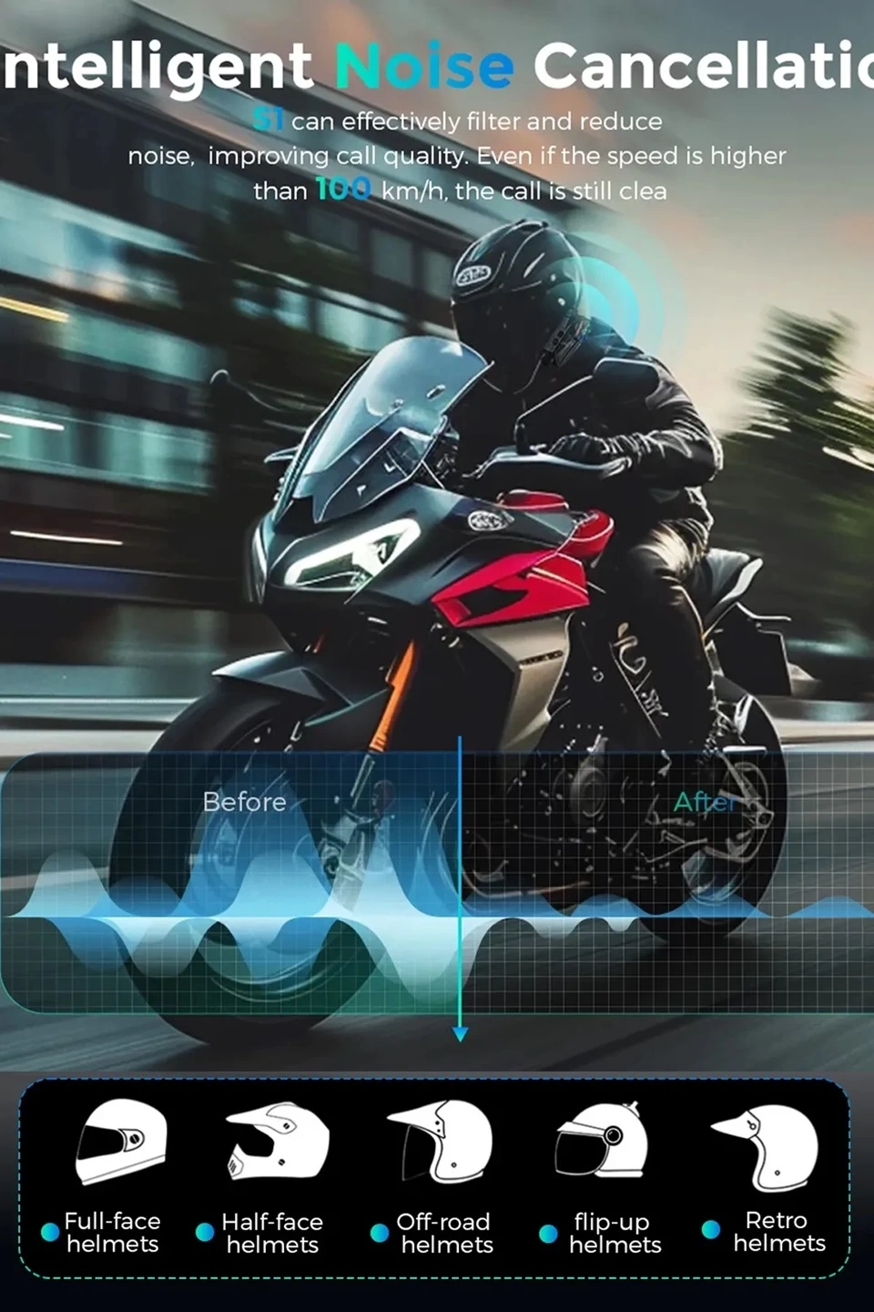 Bt68 Motosiklet Kask Bluetooth Kulaklık 1080p Kamera Ses Kontrolü Video Kayıt Özellikli İntercom - Görsel 3