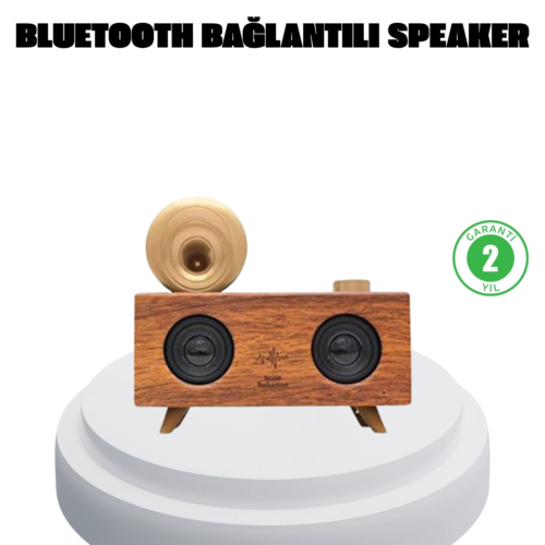 Çift Hoparlörlü Bluetooth Gramofon Speaker – FM Radyo
