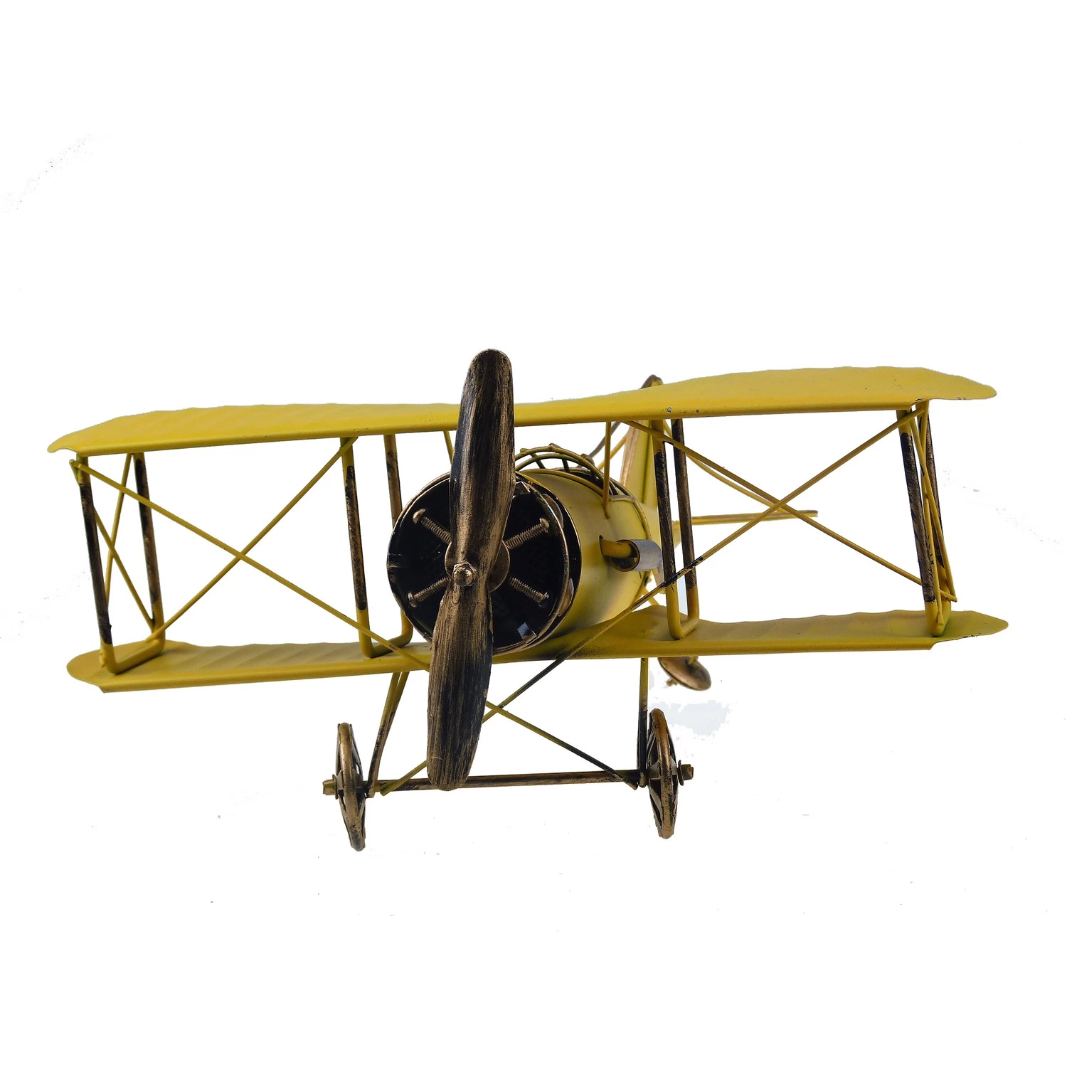 Çift Kanatlı Dekoratif Metal Keşif Uçak Büyük Boy 60 Cm (sarı ) - Görsel 3