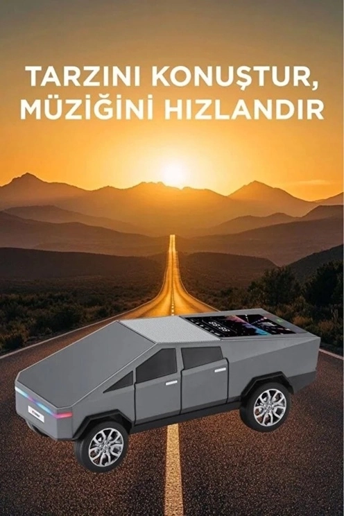 D68 Cyber Model Araba Tasarımlı Bluetooth Hoparlör 15w Güçlü Ses Rgb Led /tws/usb Gri - Görsel 3