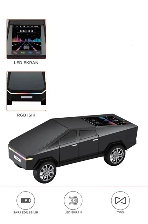 D68 Cyber Model Araba Tasarımlı Bluetooth Hoparlör 15w Güçlü Ses Rgb Led /tws/usb Siyah