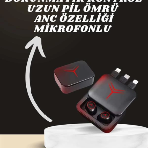 Dijital Göstergeli Powerbank Kablosuz Kulaklık ve 7 Kordonlu Yeni Nesil Akıllı Saat Dokunmatik Kontrol