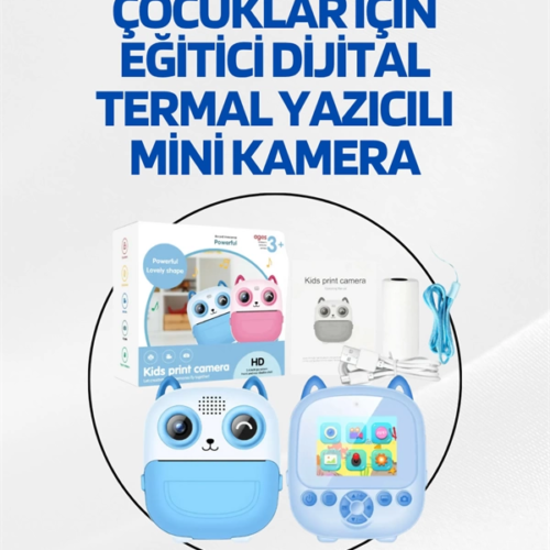 Dijital Termal Yazıcılı Mini Kamera – HD Video & Anında Fotoğraf Çıktısı