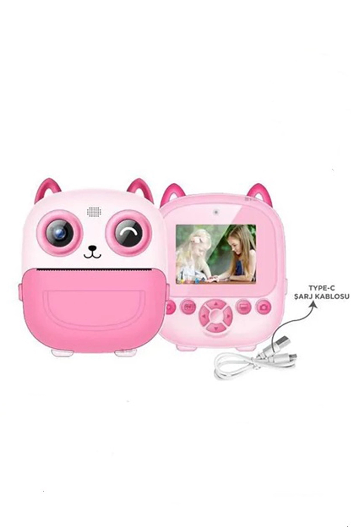 Dijital Video Fotoğraf App Destekli Çocuk Kamerası Termal Resim Kağıt Baskılı Yazıcı Pembe