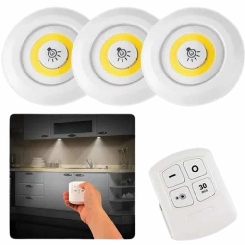 Dolap Işığı Mutfak Rafı Işığı Uzaktan Kumandalı 3 Lü Spot Led Lamba