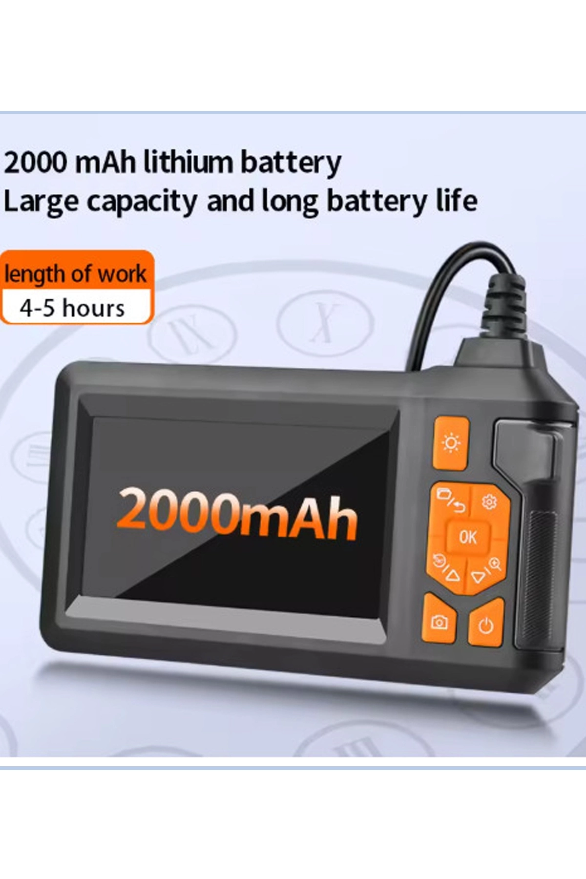 Ekranlı 3 Kameralı 10 Mt Hafıza Kart Destekli Sert Kablo Yılan Endoskop Kamera 8 Mm 4.3 Inc - Görsel 3