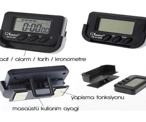 Ev ve Araç Tipi Dijital Saat Kronometreli Alarmlı Pilli Saat