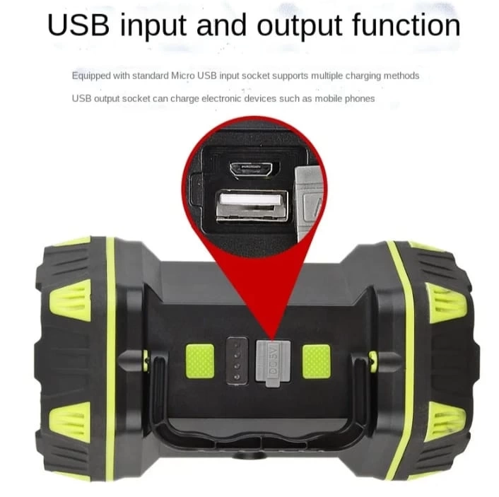 F-262 Yeni Güçlü Çift Taraflı Taşınabilir Spot Ve Işıldak Usb Powerbank Şarjlı Fener - Görsel 3