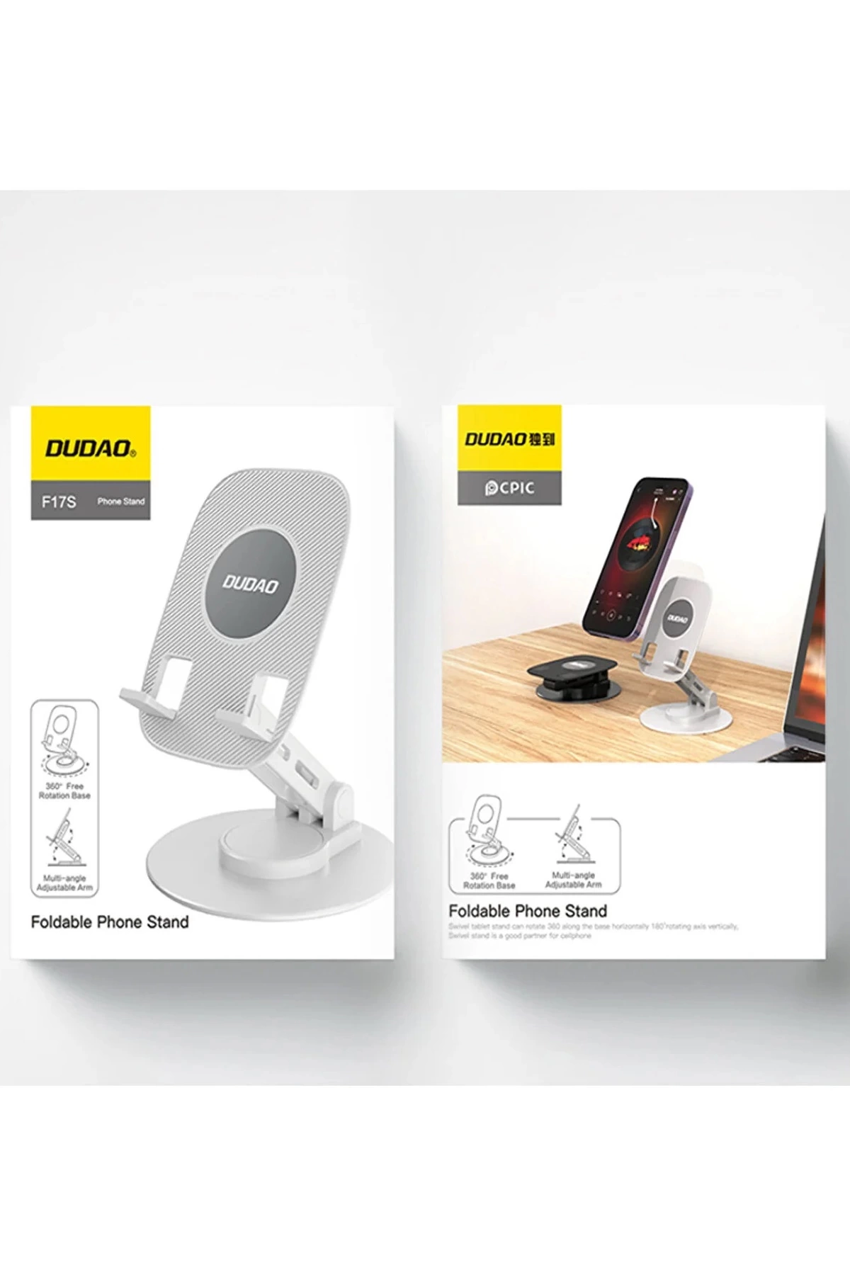 F17s Masaüstü Telefon Tutucu Döner Tabanı Alüminyum Paslanmaz Çelik Katlanabilir - Görsel 3